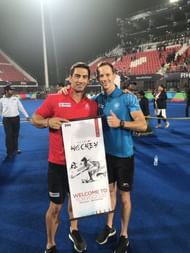 Wayne Lombard (in red shirt) after Indian team's qualification for Olympics